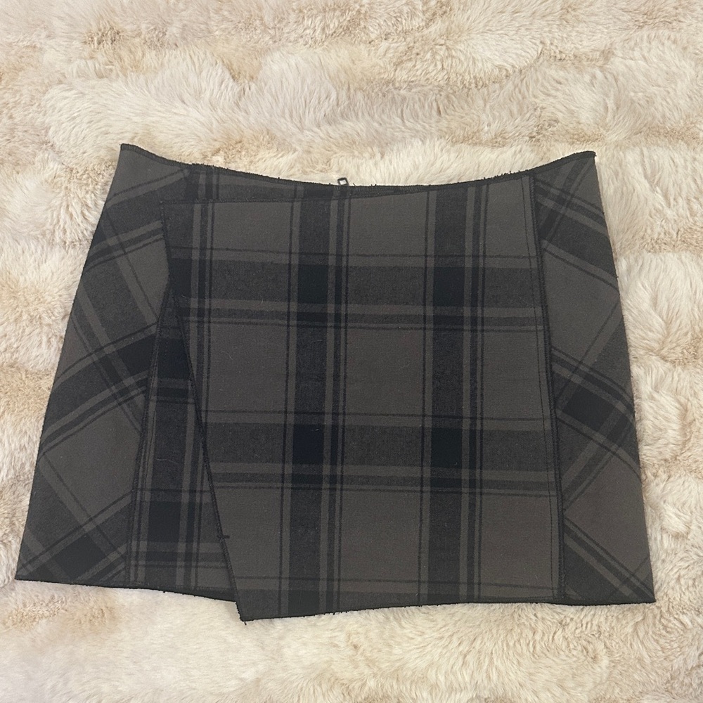 Free People Green and Black Plaid Mini Skirt